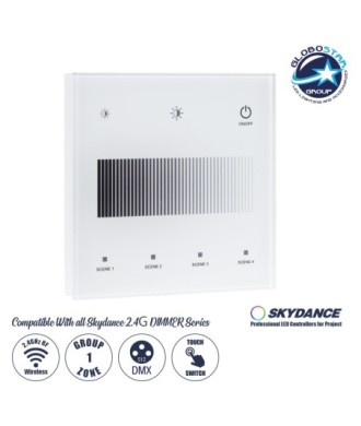 GloboStar® 73150 T11-S SKYDANCE Ασύρματο DMX512 Επιτοίχιο Χειριστήριο RF 2.4Ghz 1 Group για όλα τα SKYDANCE DMX512 Controller AC 100-240V Max 0.1A - IP20 Μ8.5 x Μ8.5 x Π8.5 x Υ3.5cm - 5 Χρόνια Εγγύηση